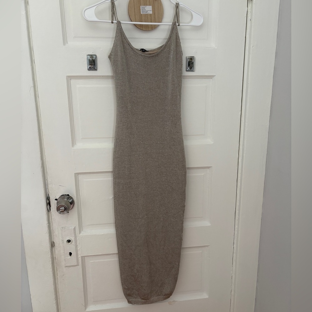 Fashion Nova Brown Spaghetti Strap Bodycon Midi Dress